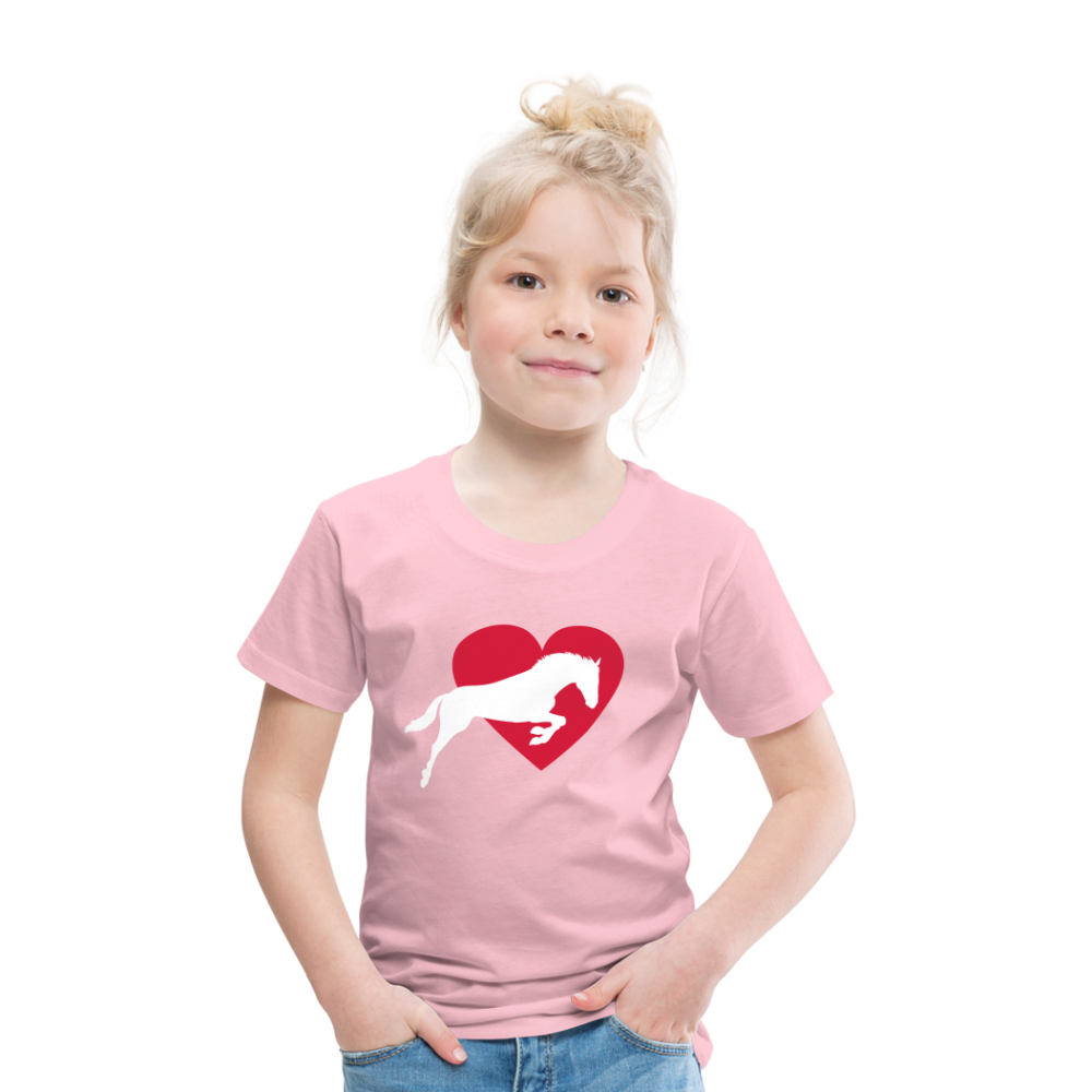 Kinder Premium T-Shirt - Pferd mit Herz - Hellrosa