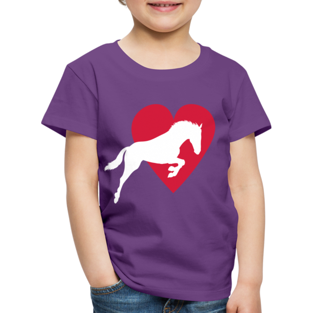 Kinder Premium T-Shirt - Pferd mit Herz - Lila