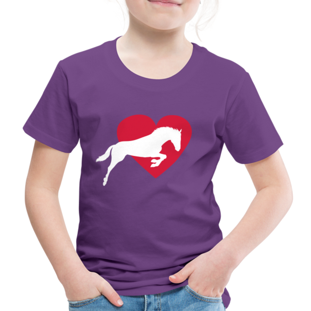 Kinder Premium T-Shirt - Pferd mit Herz - Lila