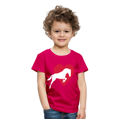 Kinder Premium T-Shirt - Pferd mit Herz - dunkles Pink