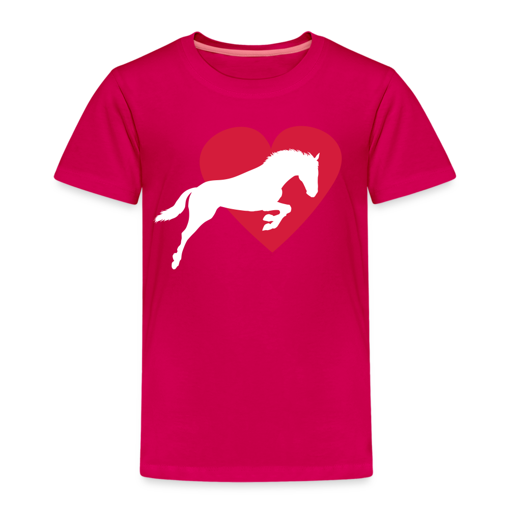 Kinder Premium T-Shirt - Pferd mit Herz - dunkles Pink