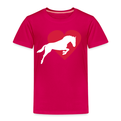 Kinder Premium T-Shirt - Pferd mit Herz - dunkles Pink