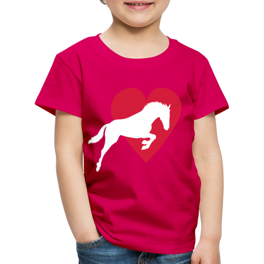 Kinder Premium T-Shirt - Pferd mit Herz - dunkles Pink