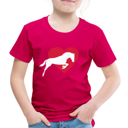 Kinder Premium T-Shirt - Pferd mit Herz - dunkles Pink