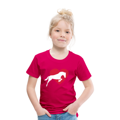 Kinder Premium T-Shirt - Pferd mit Herz - dunkles Pink