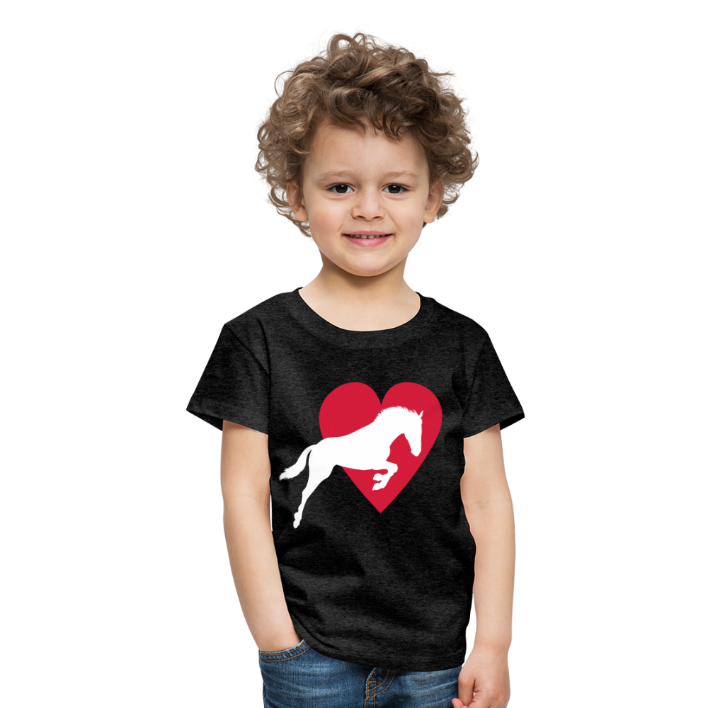 Kinder Premium T-Shirt - Pferd mit Herz - Anthrazit