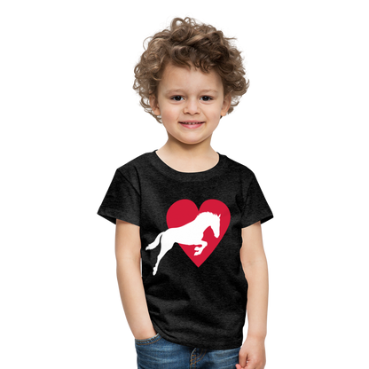 Kinder Premium T-Shirt - Pferd mit Herz - Anthrazit