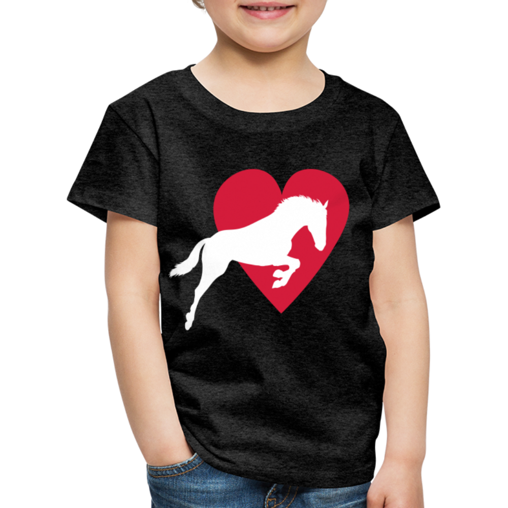 Kinder Premium T-Shirt - Pferd mit Herz - Anthrazit