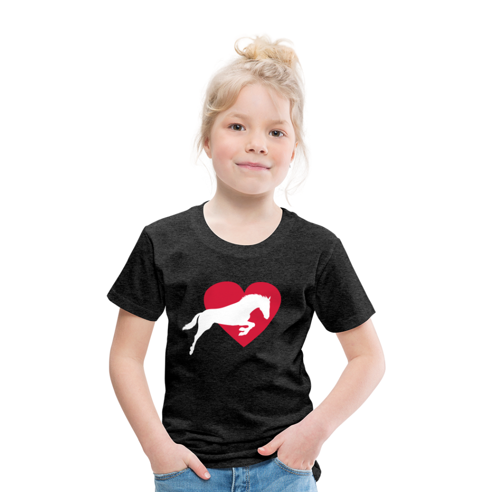 Kinder Premium T-Shirt - Pferd mit Herz - Anthrazit