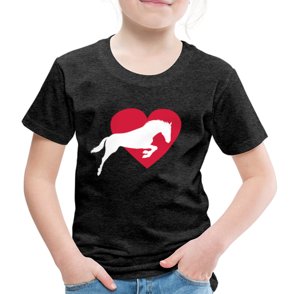 Kinder Premium T-Shirt - Pferd mit Herz - Anthrazit