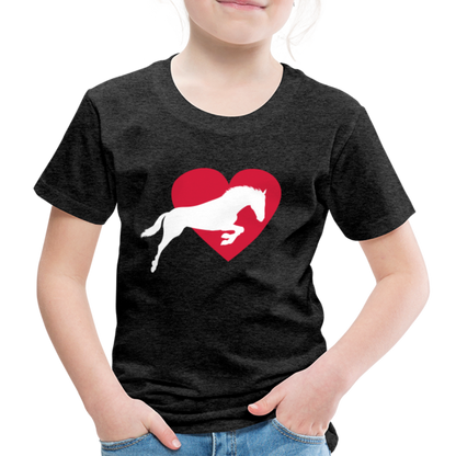 Kinder Premium T-Shirt - Pferd mit Herz - Anthrazit