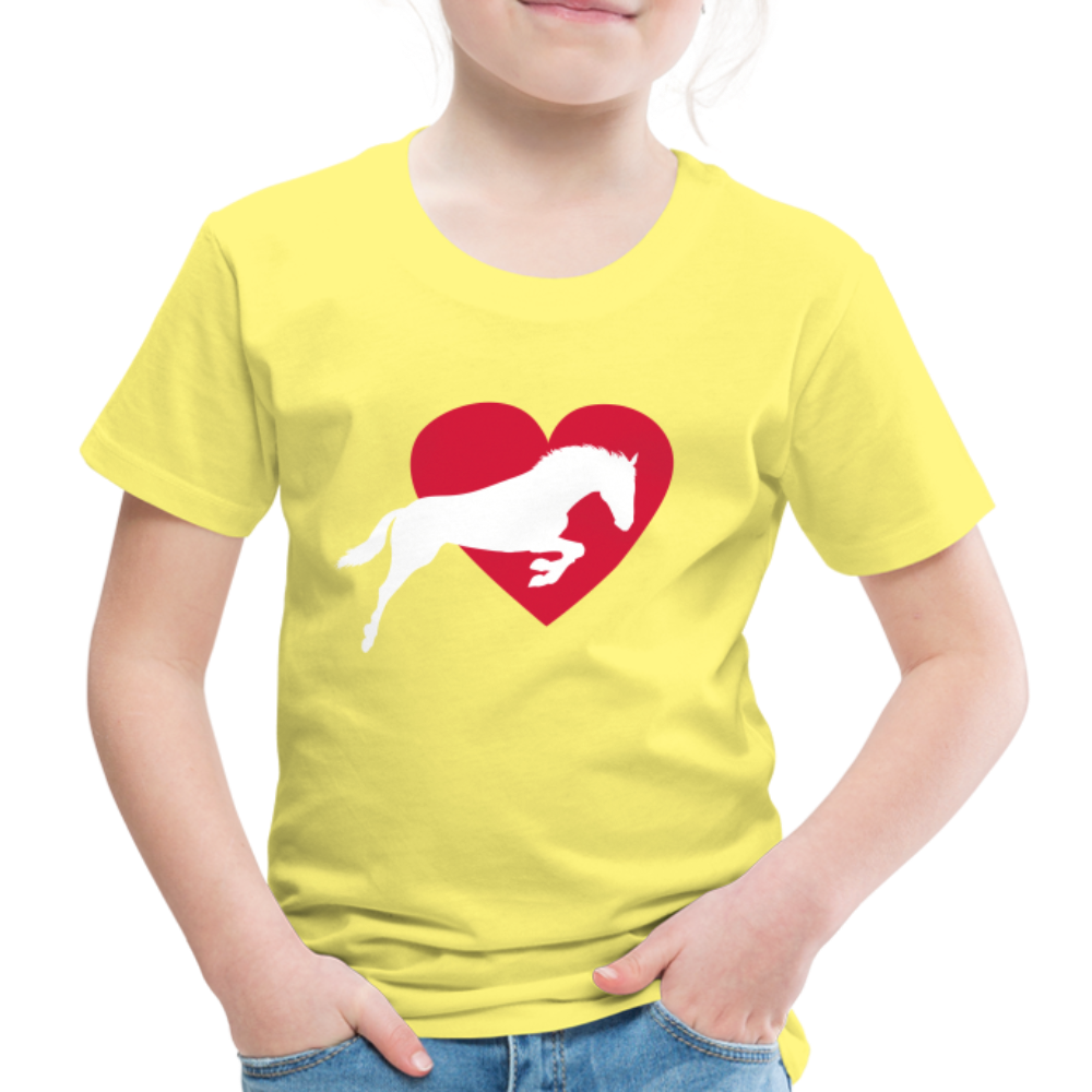 Kinder Premium T-Shirt - Pferd mit Herz - Gelb