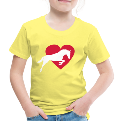 Kinder Premium T-Shirt - Pferd mit Herz - Gelb