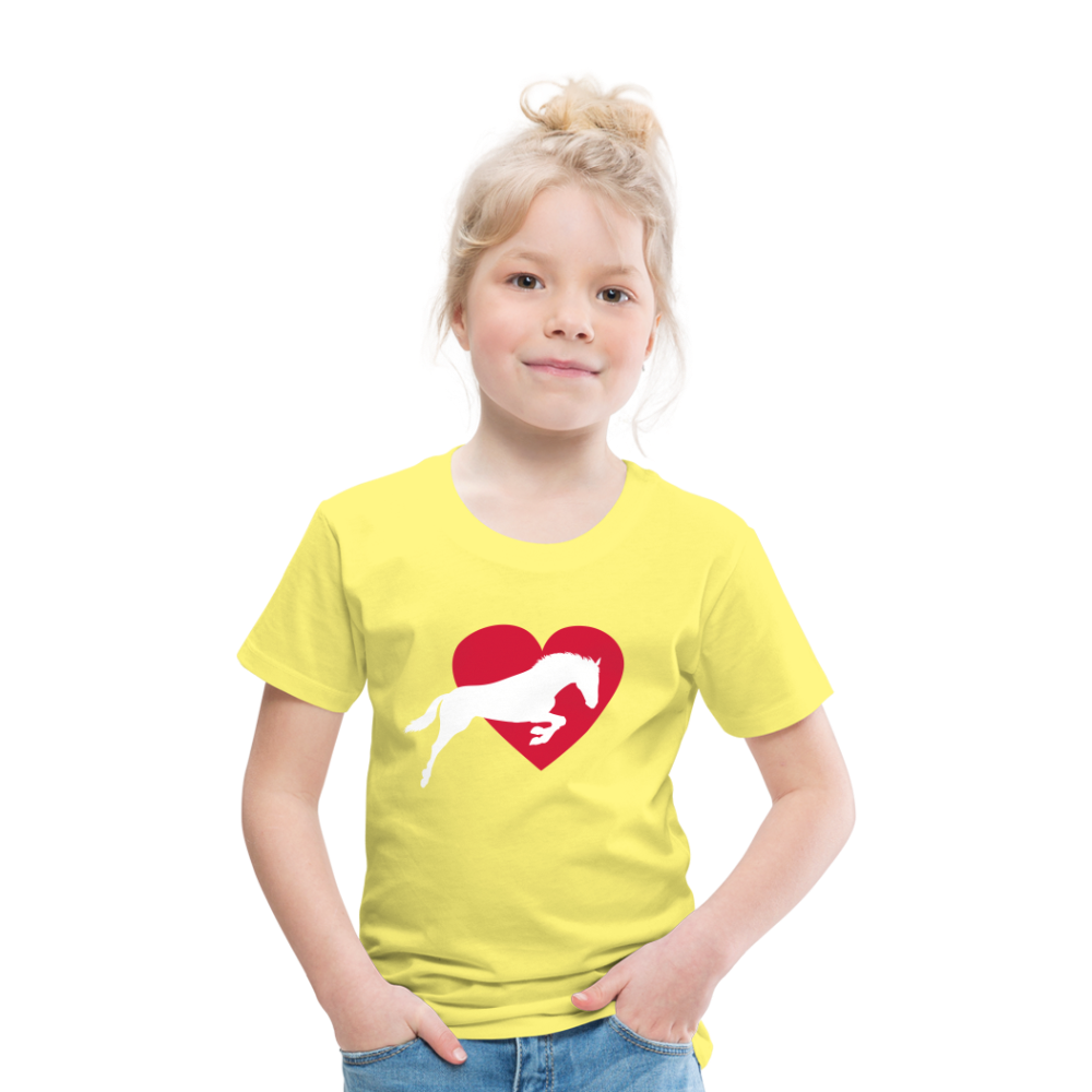 Kinder Premium T-Shirt - Pferd mit Herz - Gelb