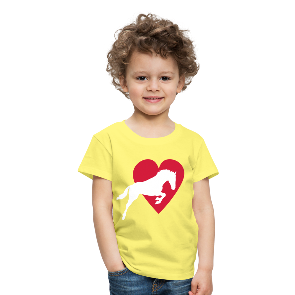 Kinder Premium T-Shirt - Pferd mit Herz - Gelb