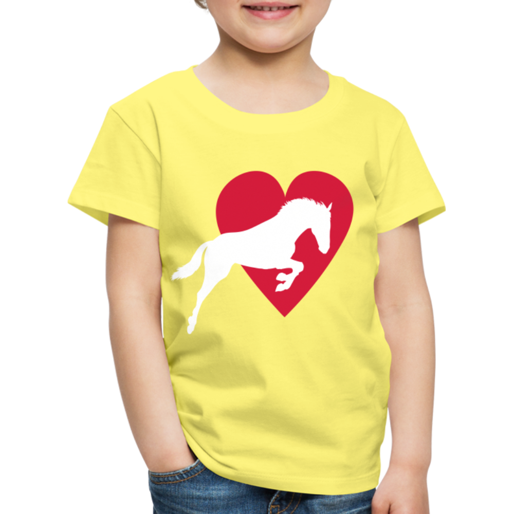 Kinder Premium T-Shirt - Pferd mit Herz - Gelb