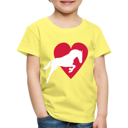 Kinder Premium T-Shirt - Pferd mit Herz - Gelb