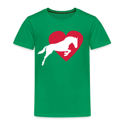 Kinder Premium T-Shirt - Pferd mit Herz - Kelly Green