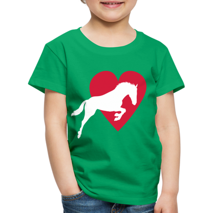 Kinder Premium T-Shirt - Pferd mit Herz - Kelly Green