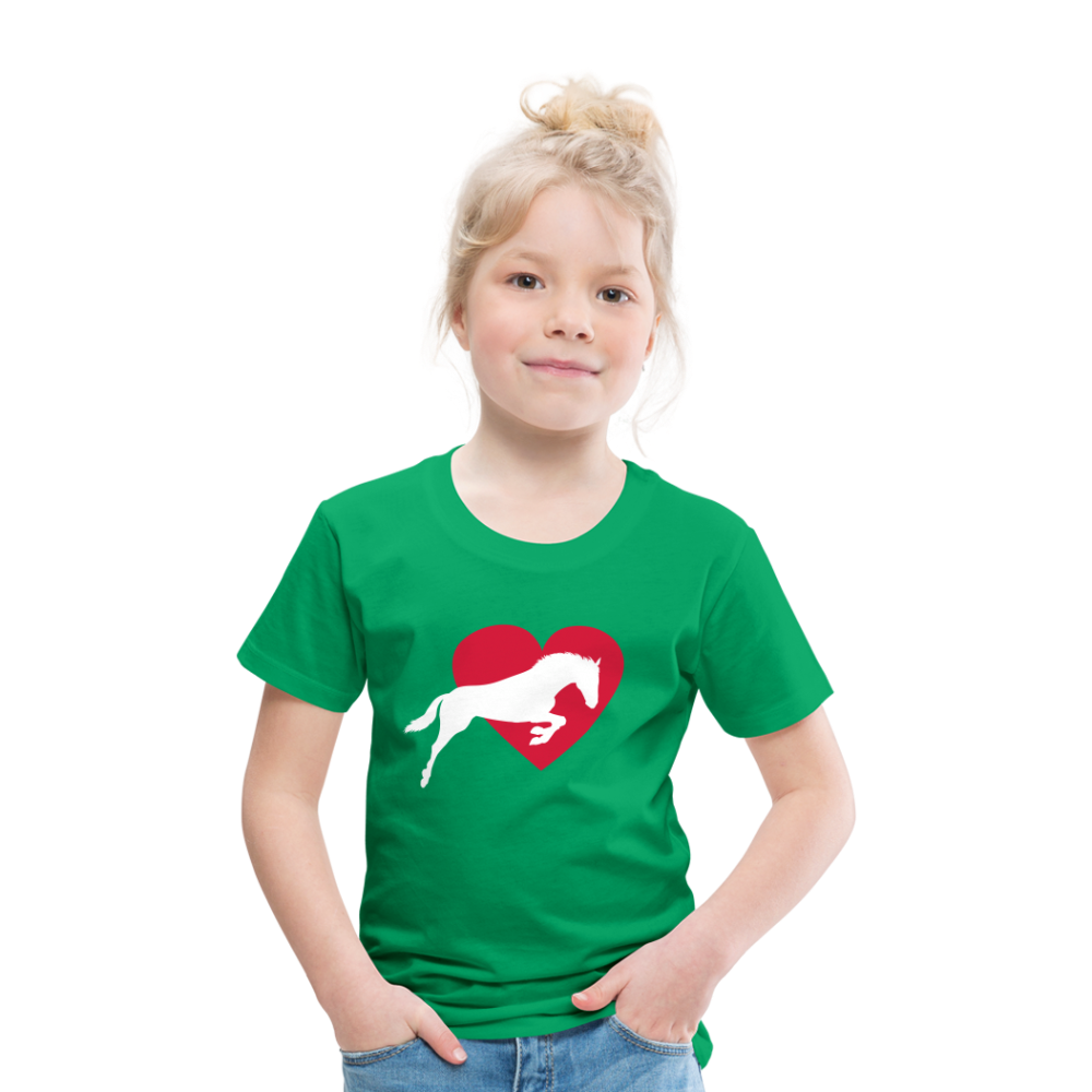 Kinder Premium T-Shirt - Pferd mit Herz - Kelly Green