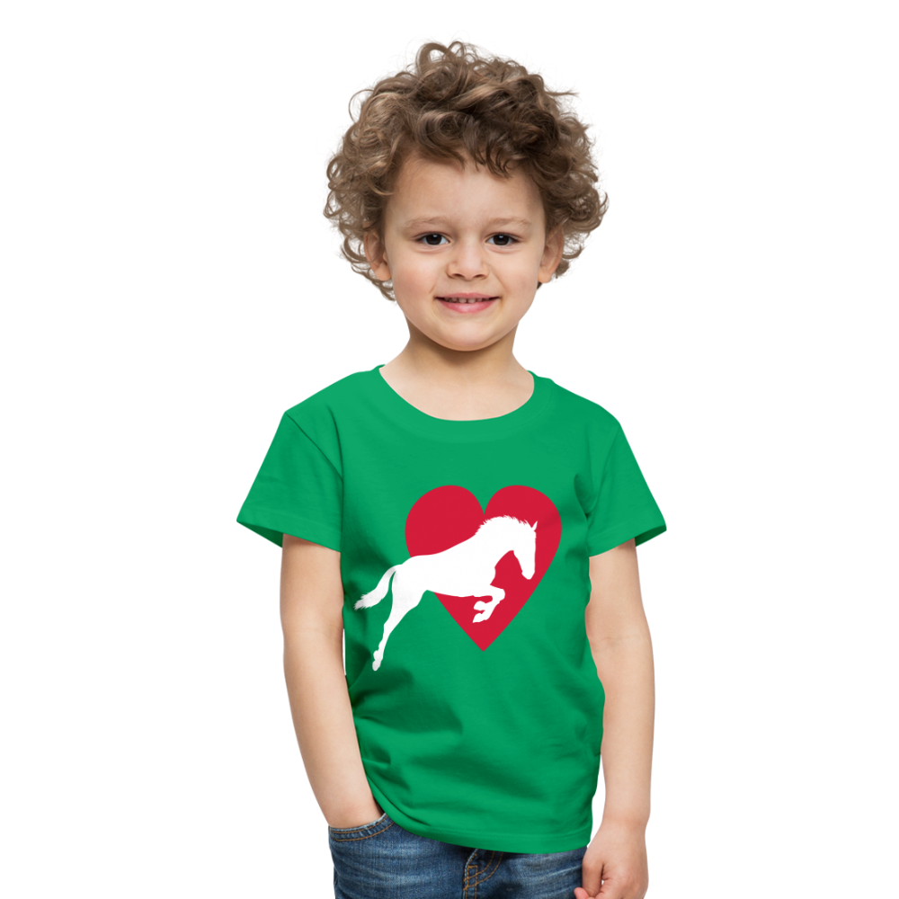 Kinder Premium T-Shirt - Pferd mit Herz - Kelly Green