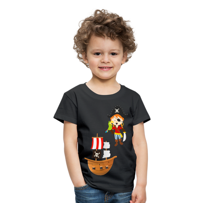 Kinder Premium T-Shirt - Pirat mit Piratenschiff - Schwarz