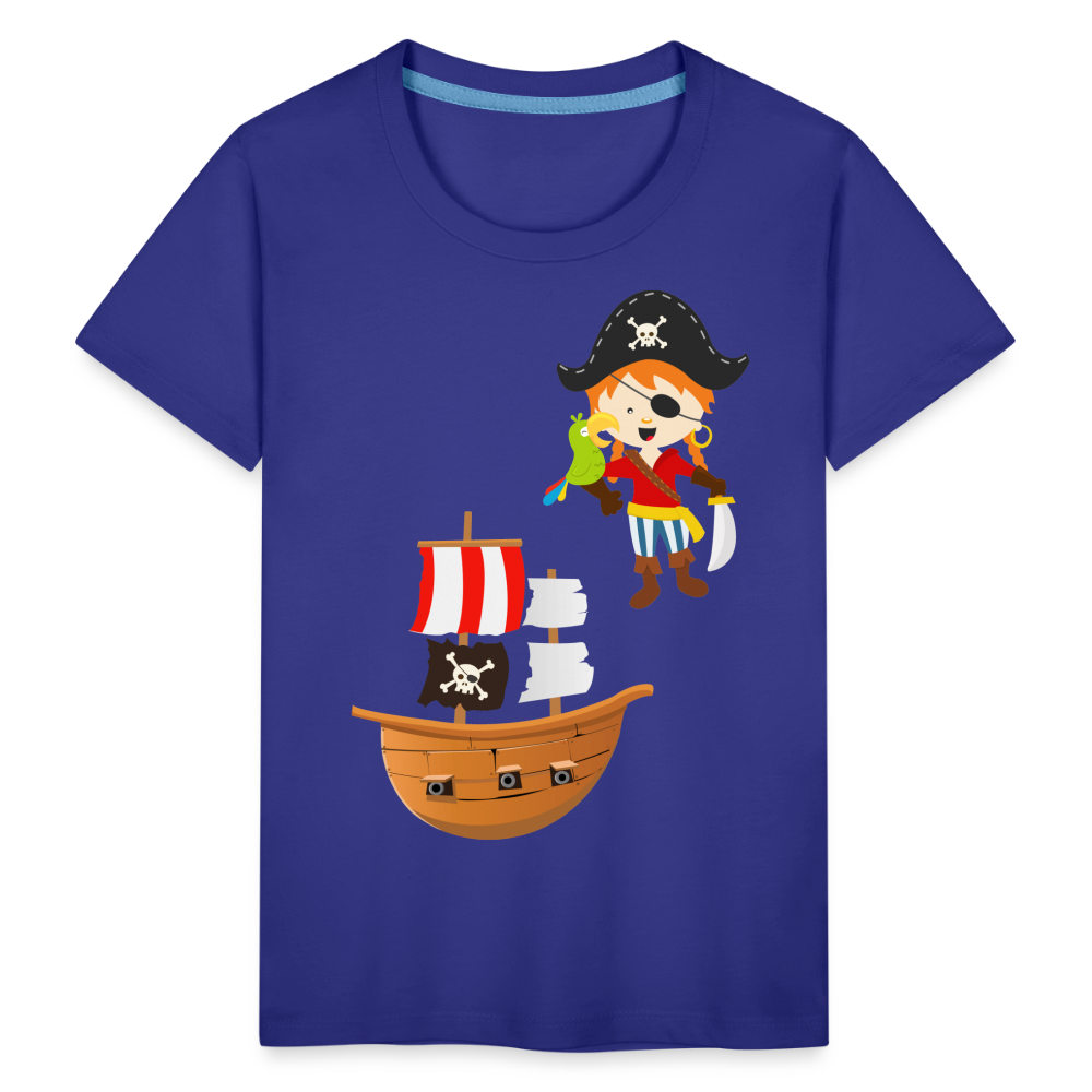 Kinder Premium T-Shirt - Pirat mit Piratenschiff - Königsblau