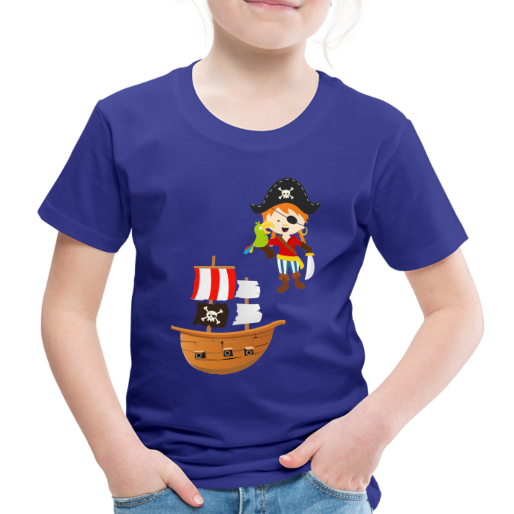 Kinder Premium T-Shirt - Pirat mit Piratenschiff - Königsblau