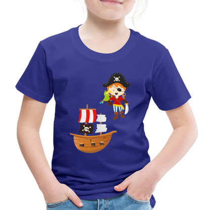 Kinder Premium T-Shirt - Pirat mit Piratenschiff - Königsblau