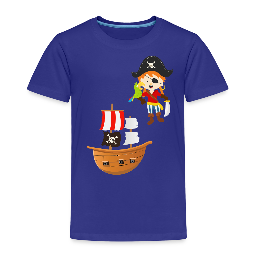 Kinder Premium T-Shirt - Pirat mit Piratenschiff - Königsblau