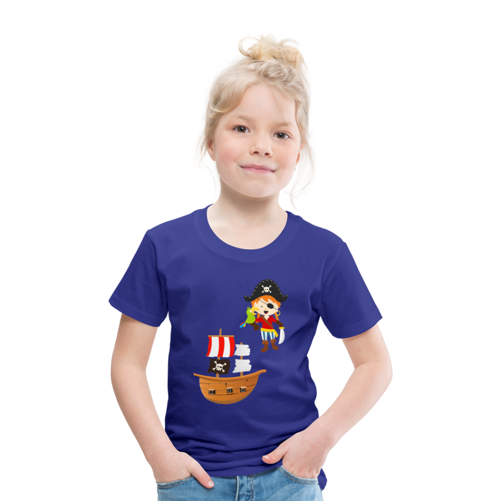 Kinder Premium T-Shirt - Pirat mit Piratenschiff - Königsblau