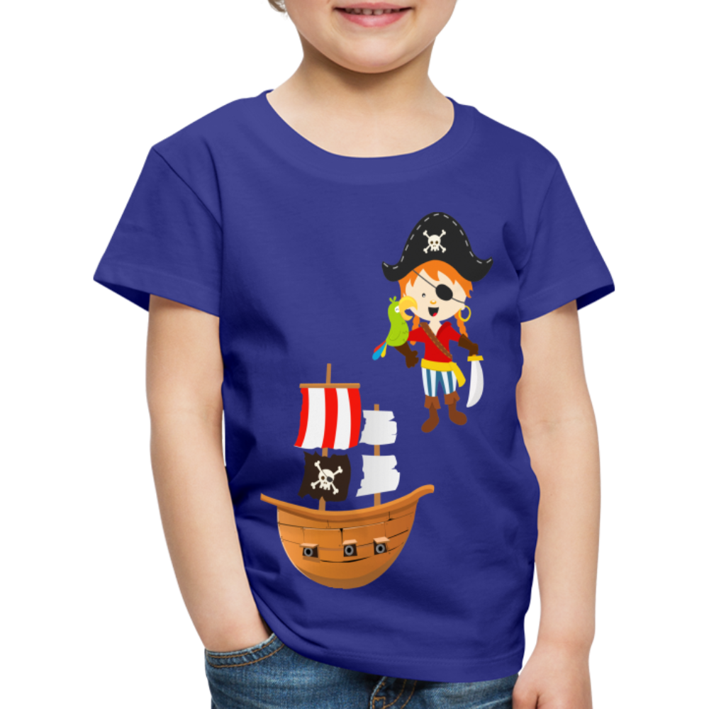 Kinder Premium T-Shirt - Pirat mit Piratenschiff - Königsblau