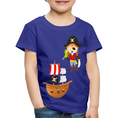 Kinder Premium T-Shirt - Pirat mit Piratenschiff - Königsblau