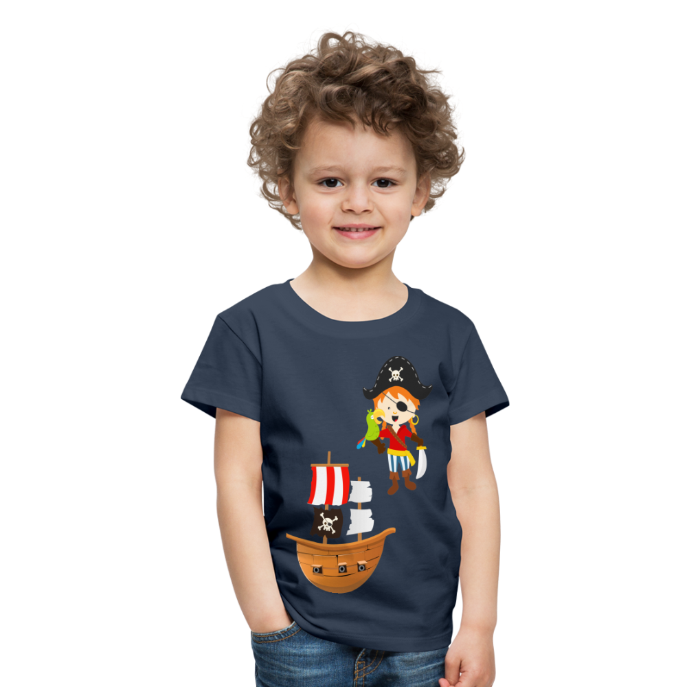 Kinder Premium T-Shirt - Pirat mit Piratenschiff - Navy