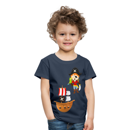 Kinder Premium T-Shirt - Pirat mit Piratenschiff - Navy