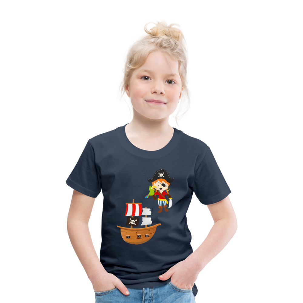 Kinder Premium T-Shirt - Pirat mit Piratenschiff - Navy