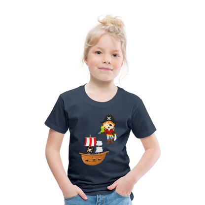 Kinder Premium T-Shirt - Pirat mit Piratenschiff - Navy