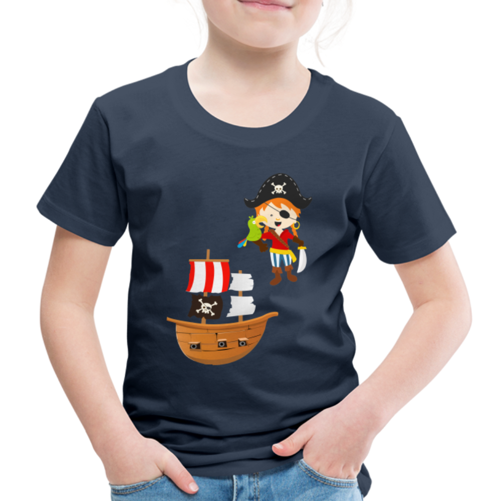 Kinder Premium T-Shirt - Pirat mit Piratenschiff - Navy