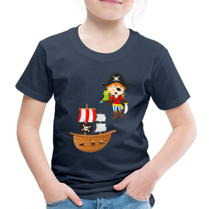 Kinder Premium T-Shirt - Pirat mit Piratenschiff - Navy