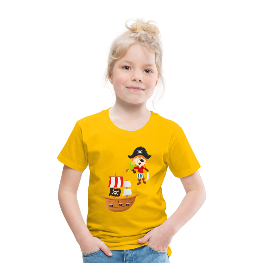 Kinder Premium T-Shirt - Pirat mit Piratenschiff - Sonnengelb