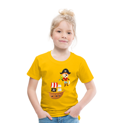 Kinder Premium T-Shirt - Pirat mit Piratenschiff - Sonnengelb