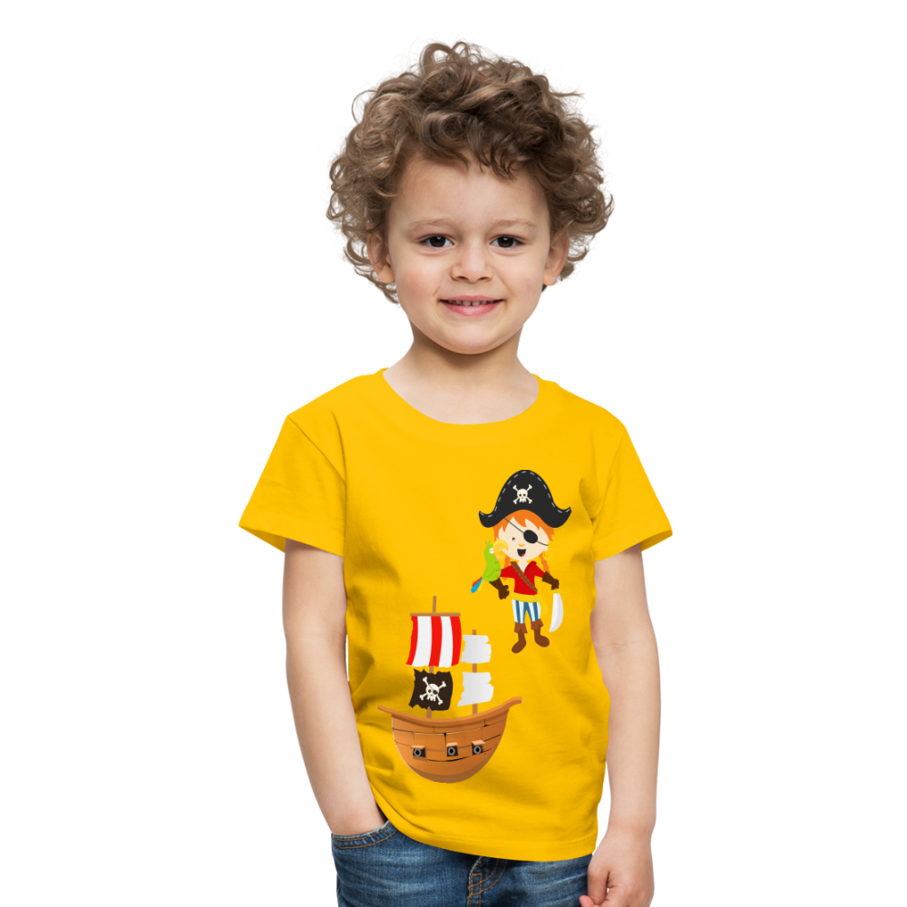 Kinder Premium T-Shirt - Pirat mit Piratenschiff - Sonnengelb