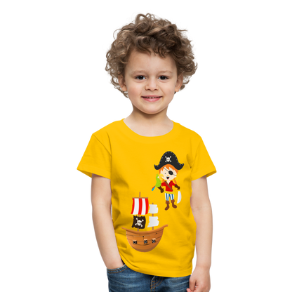 Kinder Premium T-Shirt - Pirat mit Piratenschiff - Sonnengelb