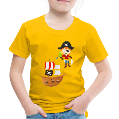 Kinder Premium T-Shirt - Pirat mit Piratenschiff - Sonnengelb