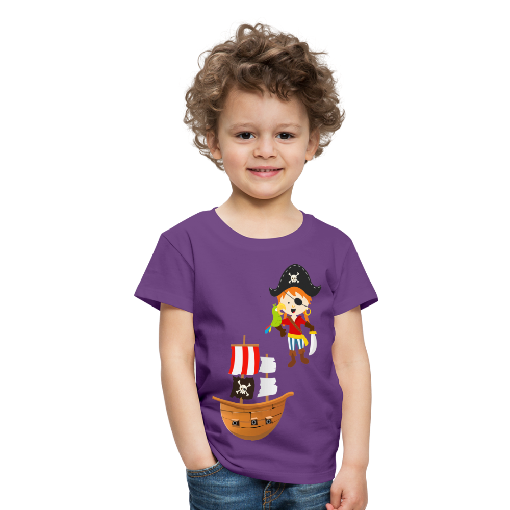 Kinder Premium T-Shirt - Pirat mit Piratenschiff - Lila