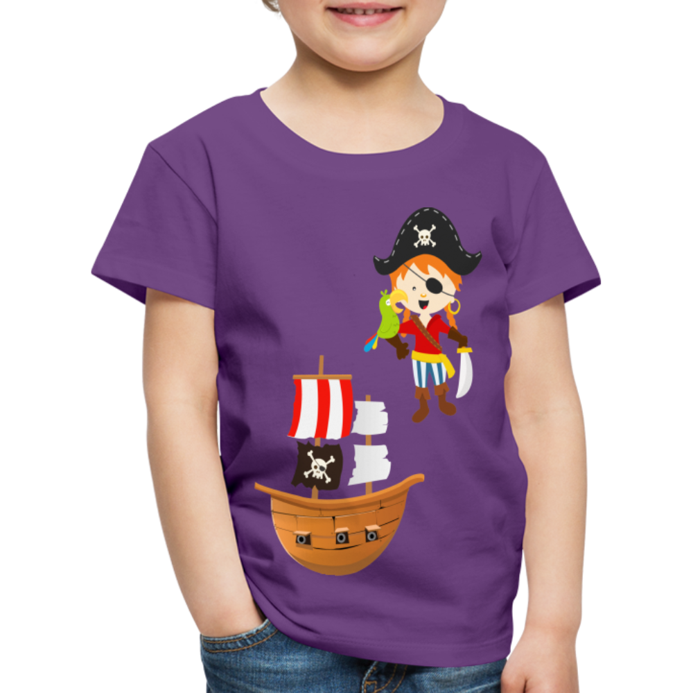 Kinder Premium T-Shirt - Pirat mit Piratenschiff - Lila