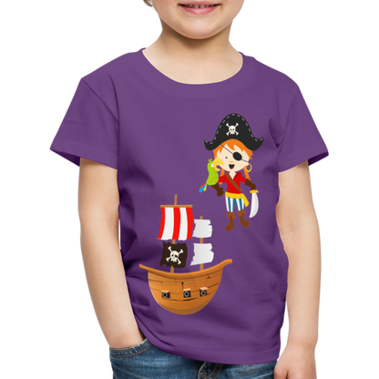 Kinder Premium T-Shirt - Pirat mit Piratenschiff - Lila