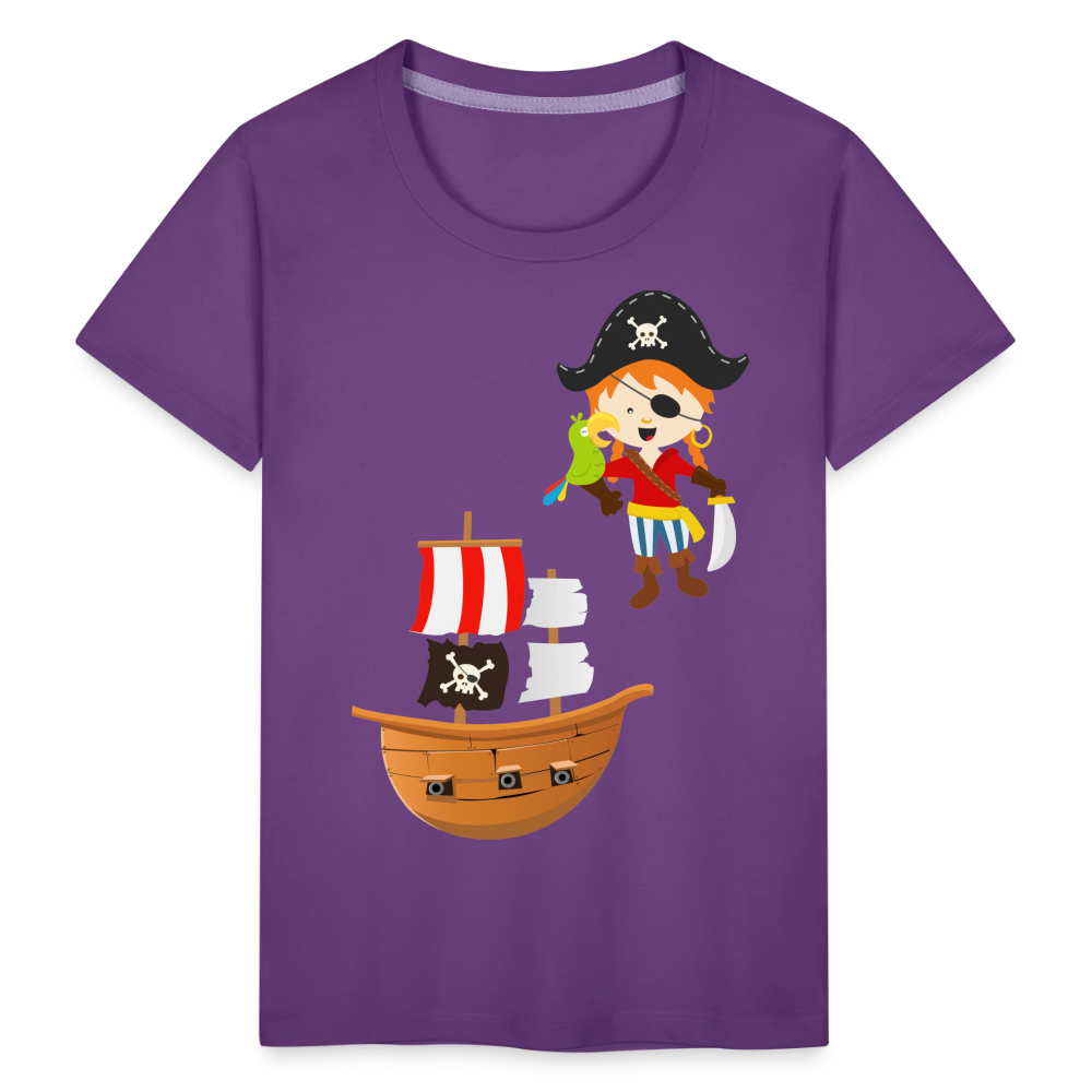 Kinder Premium T-Shirt - Pirat mit Piratenschiff - Lila