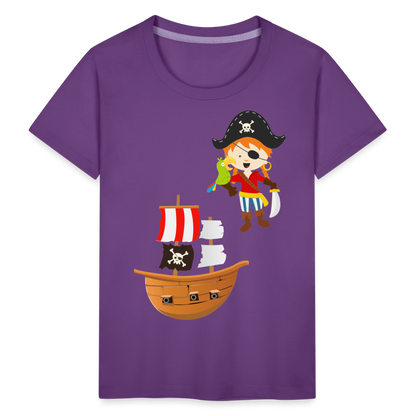 Kinder Premium T-Shirt - Pirat mit Piratenschiff - Lila