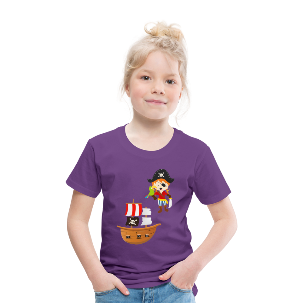 Kinder Premium T-Shirt - Pirat mit Piratenschiff - Lila